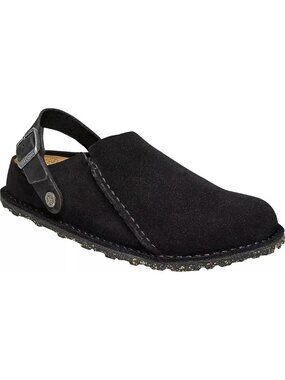 Birkenstock Lutry Premium Suede Black Mules Size 12 Men’s Adjustable Strap Comfo